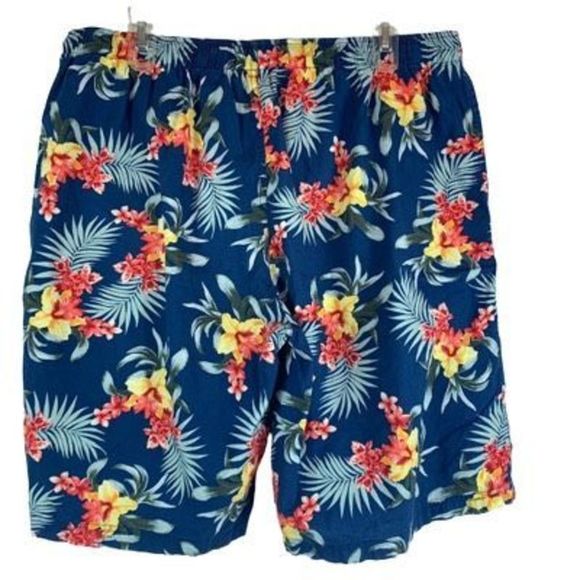 Tommy Bahama Mens Large Blue 100% Cotton Flower Design Drawstring Shorts - Picture 4 of 12